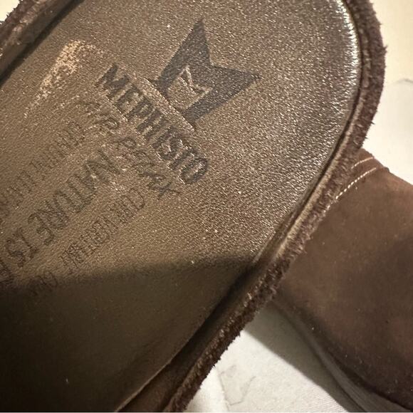 Mephisto Suede Leather Slip On Comfort Platform Mules Shoes Stud Brown Women 7.5 - Picture 6 of 9